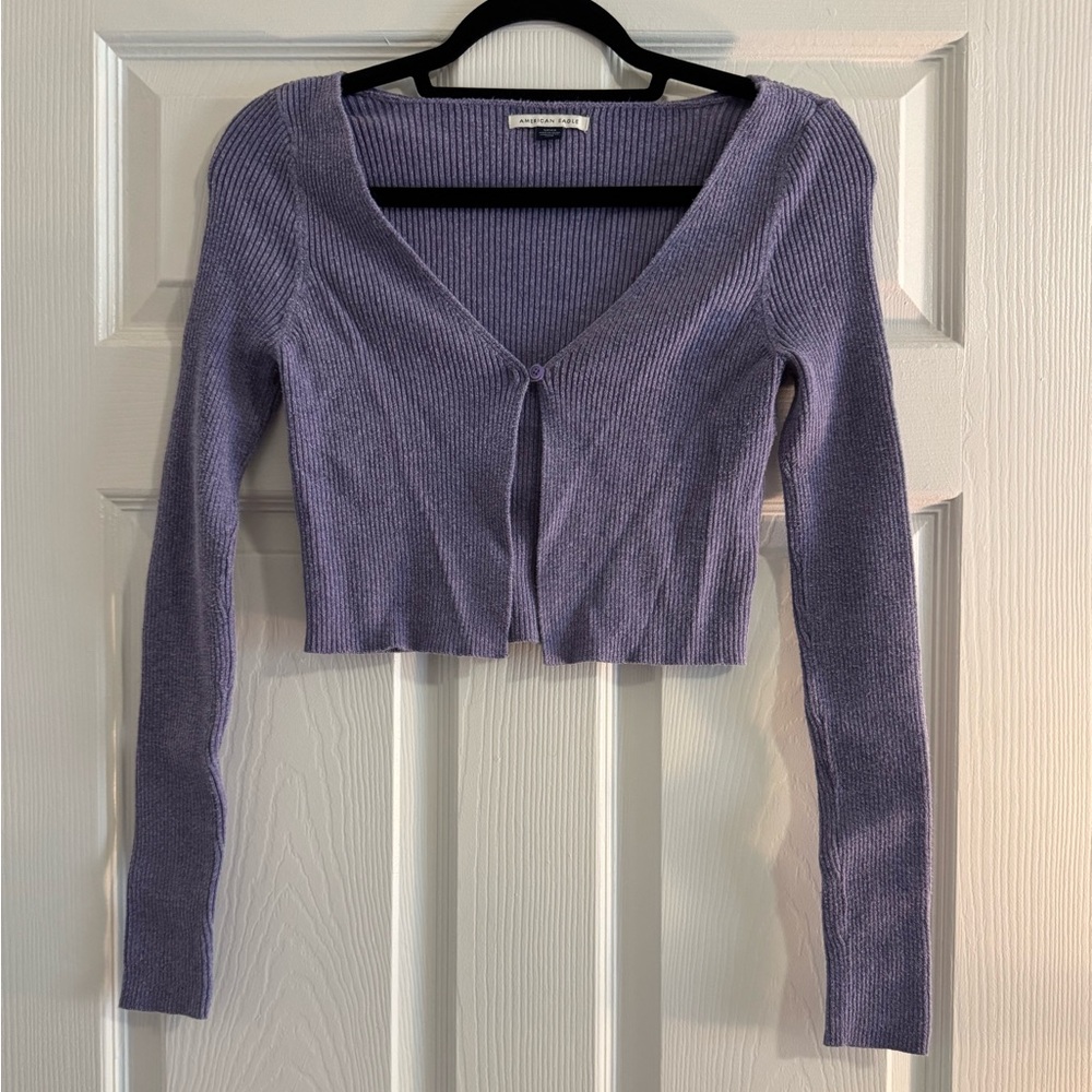 American Eagle Outfitters Purple Single Button Cropped Cardigan